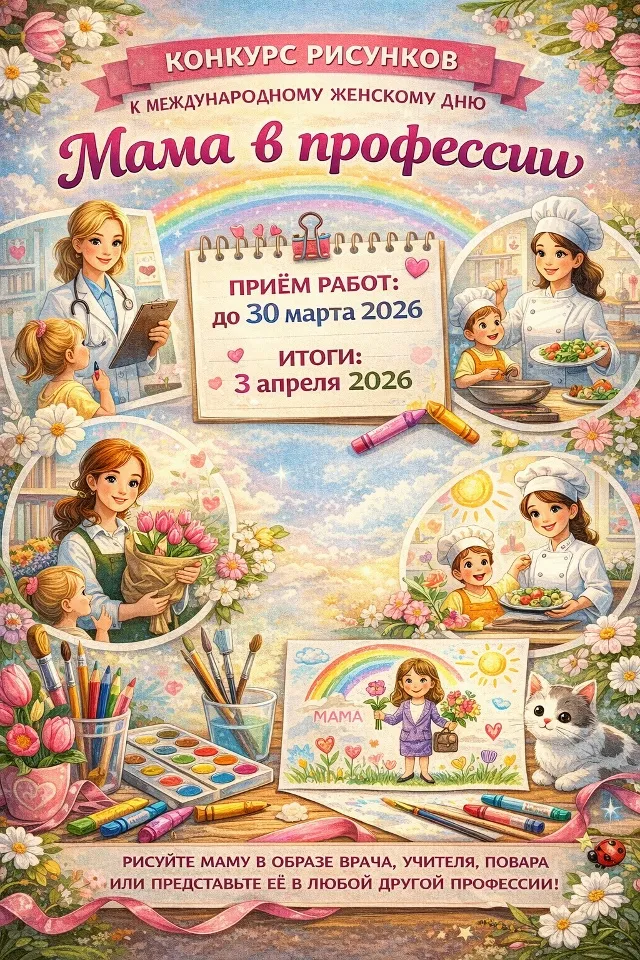 Новости благотворительного фонда Конкурс рисунков к Международному женскому дню «Мама в профессии».